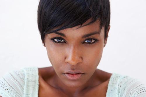 44418725 - close up portrait of an african american female fashion model face